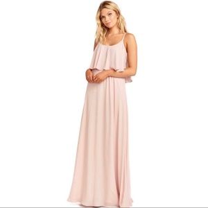 SHOW ME YOUR MUMU PINK COLD-SHOULDER RUFFLE MAXI DRESS